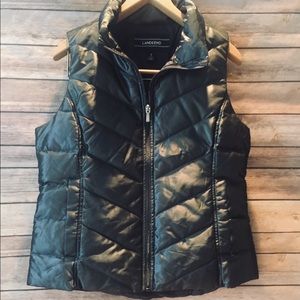 Lands-end Metallic Grey puffy vest! SZ W S 6-8